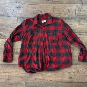 Universal Thread Red and Black Plaid Button-Down Shirt - women